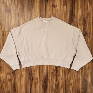 NWOT Nike Sportswear Phoenix Oversized Beige Crewneck Sweatshirt Size Small